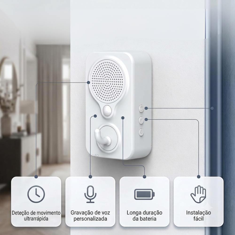 Campainha com Sensor de Movimento e Gancho - KOS-47015