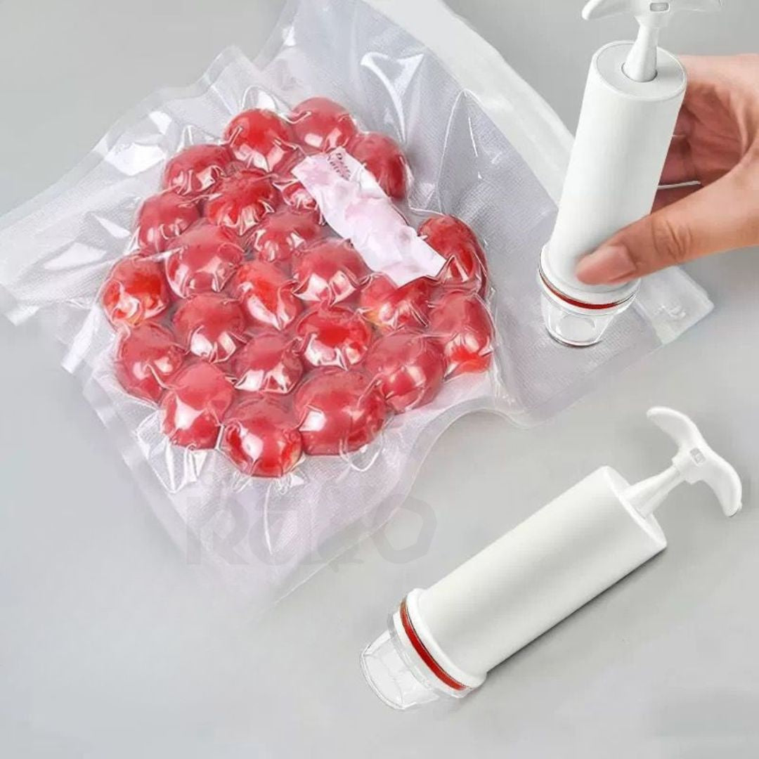 Kit Sacos a Vácuo Reutilizáveis com Bomba Manual