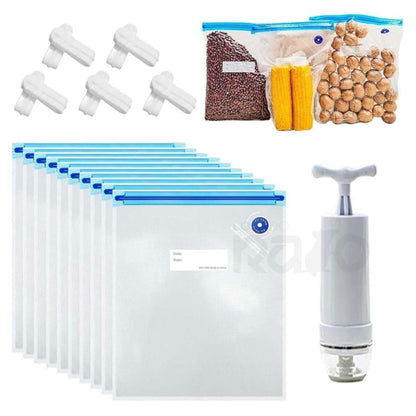 Kit Sacos a Vácuo Reutilizáveis com Bomba Manual