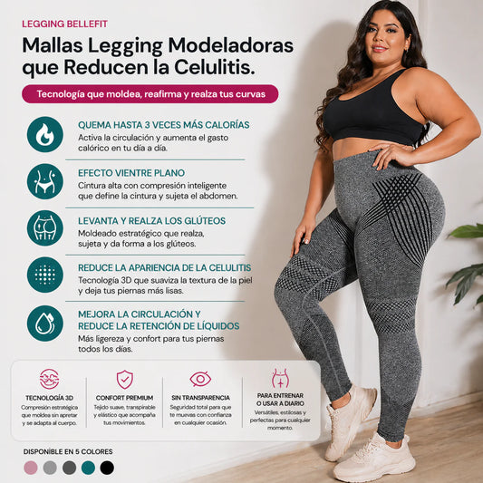 Legging Moldeadora Anticelulitis BelleFit™ 3D – Efecto realza glúteos y abdomen plano