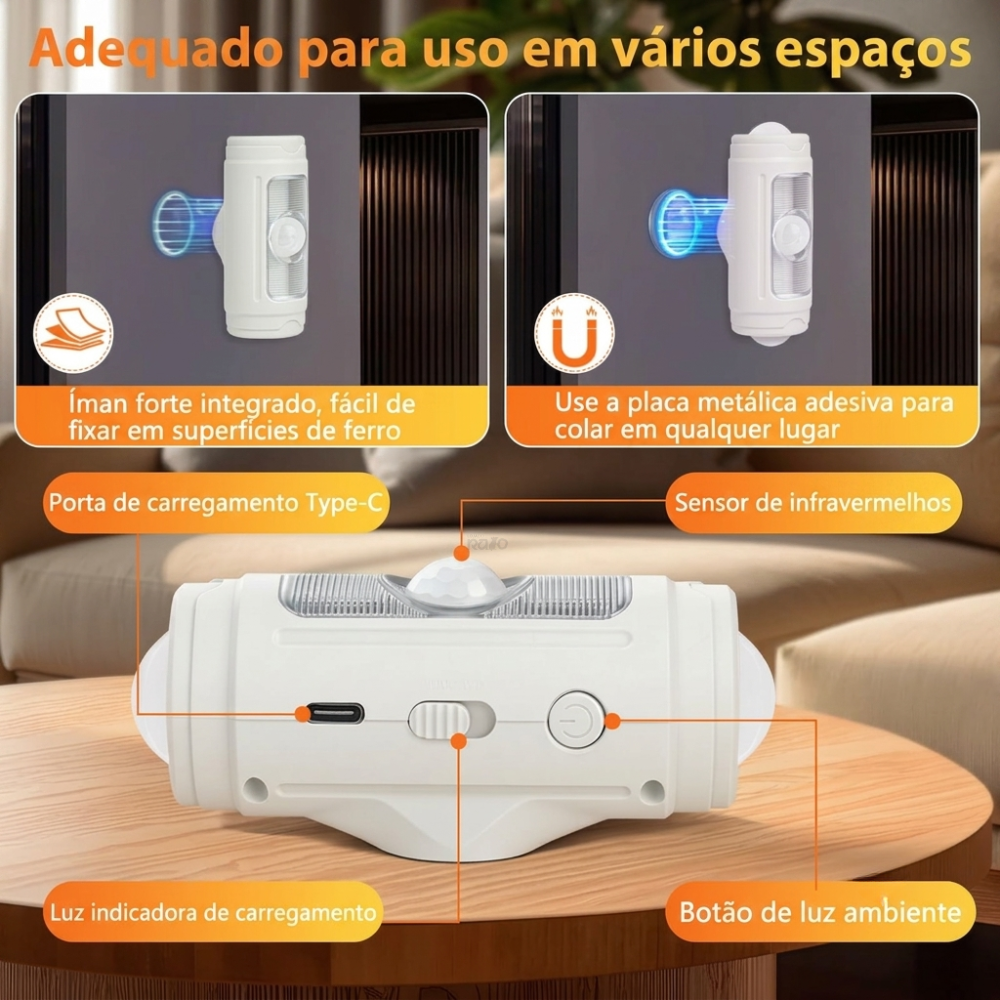Luz Noturna Recarregável com Sensor - YD2347