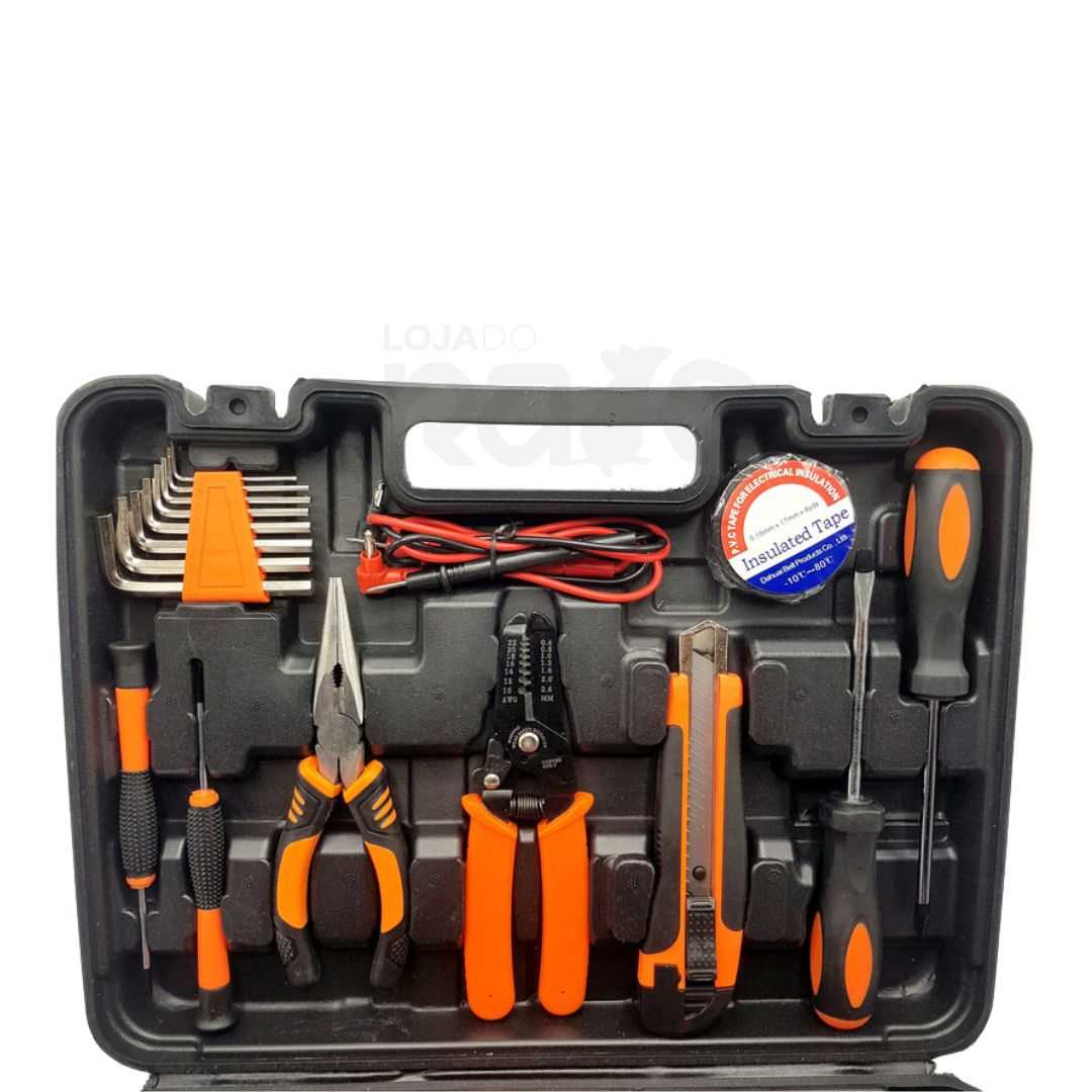 Mala de Ferramentas 32pcs (Inclui Multímetro e Ferro de Solda)