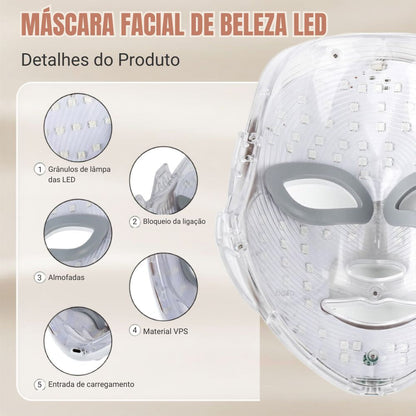 Máscara Facial LED Rejuvenescedora