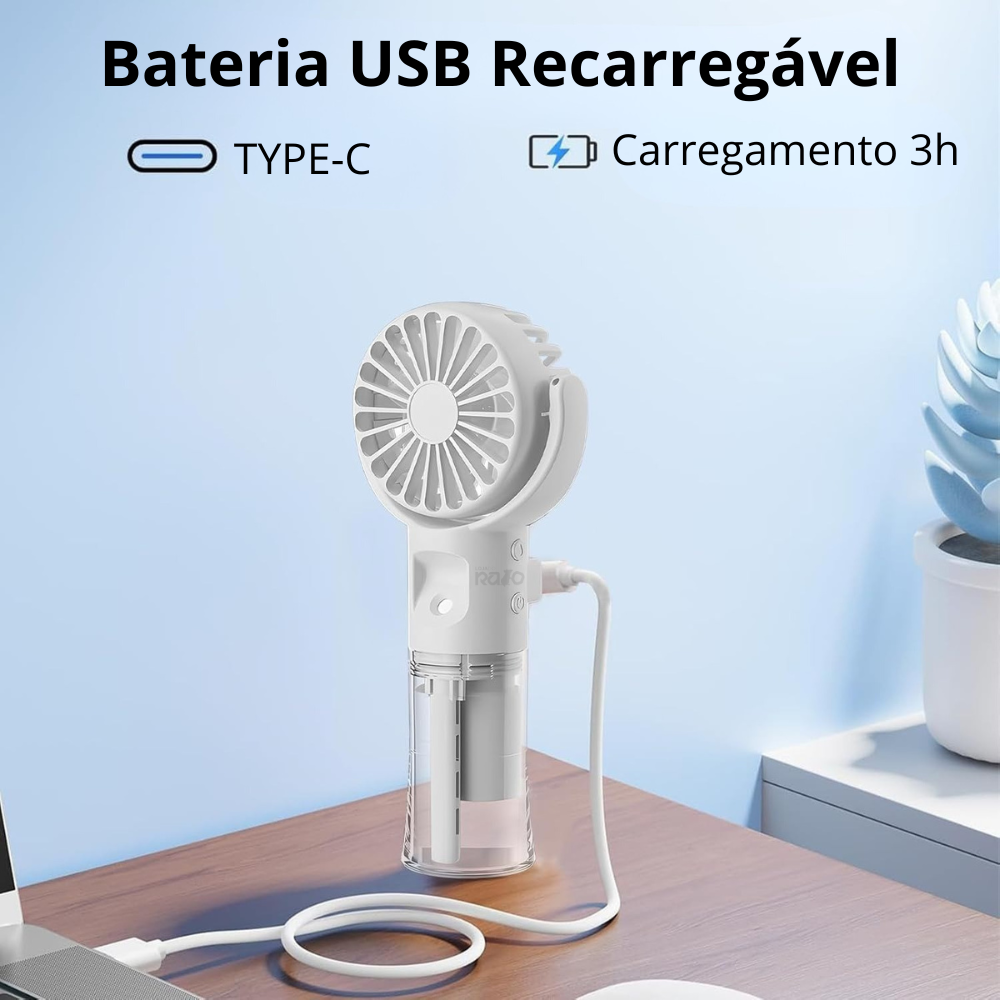 Mini Ventoinha Portátil Recarregável com Pulverizador - KP-F04